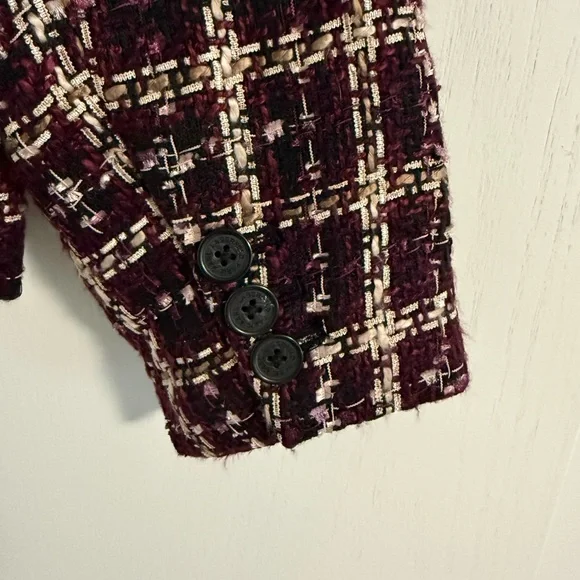 Karl Lagerfeld Ashland Aubergine windowpane plaid Blazer size 12 never worn - Picture 4 of 6